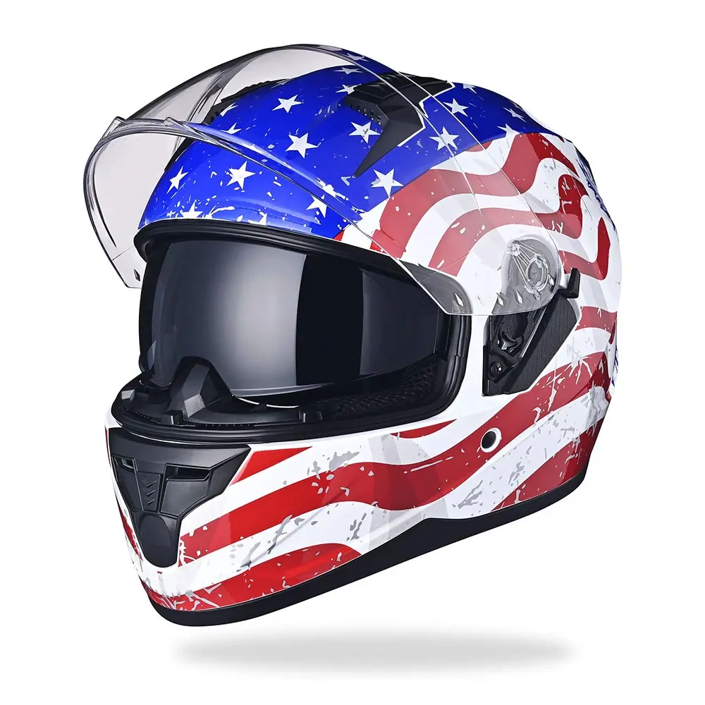 Ahr Run-F Dot Full Face Helmet Dual Visor Eagle 1
