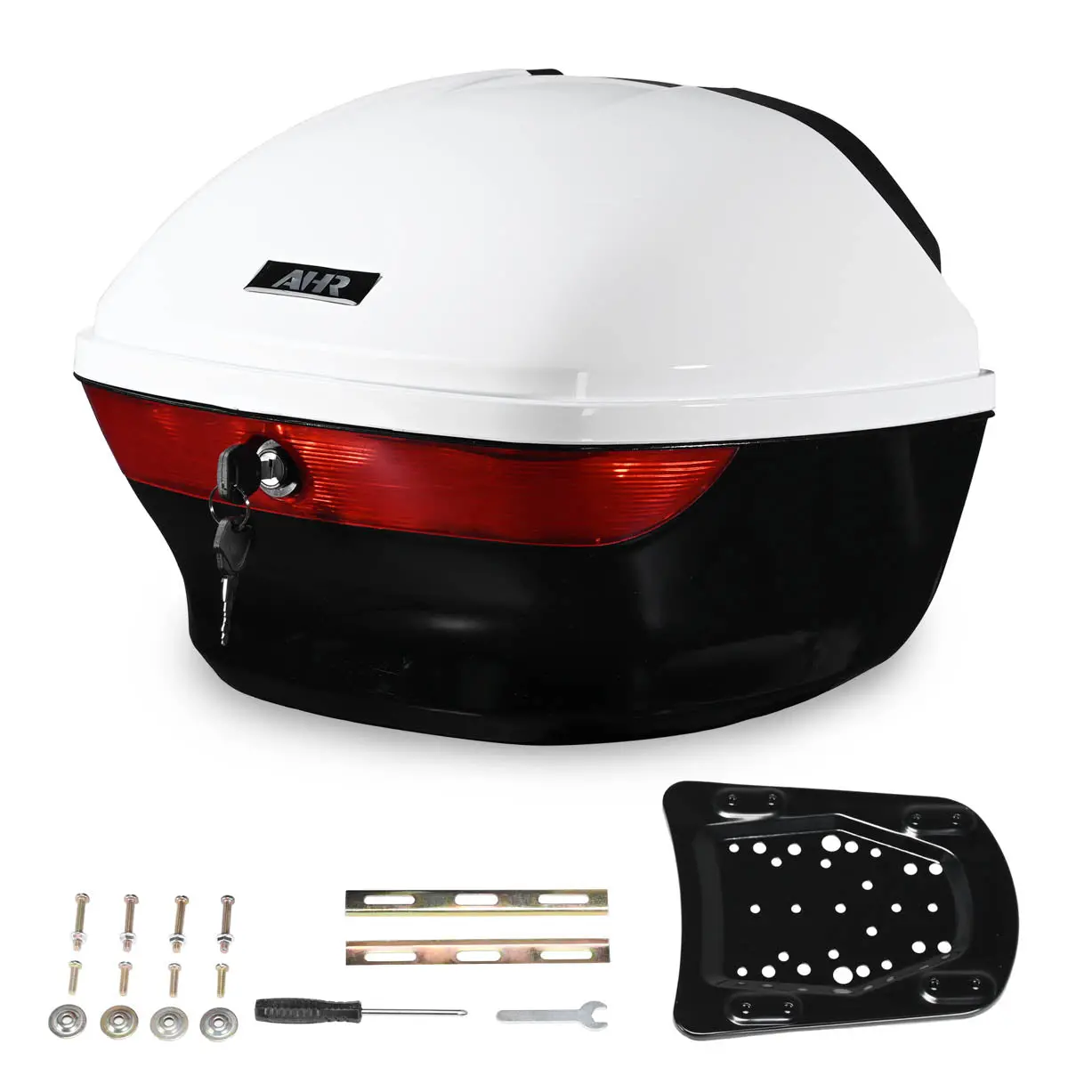 Yescom Motorcycle Trunk With Backrest Scooter Tour Pack White 1