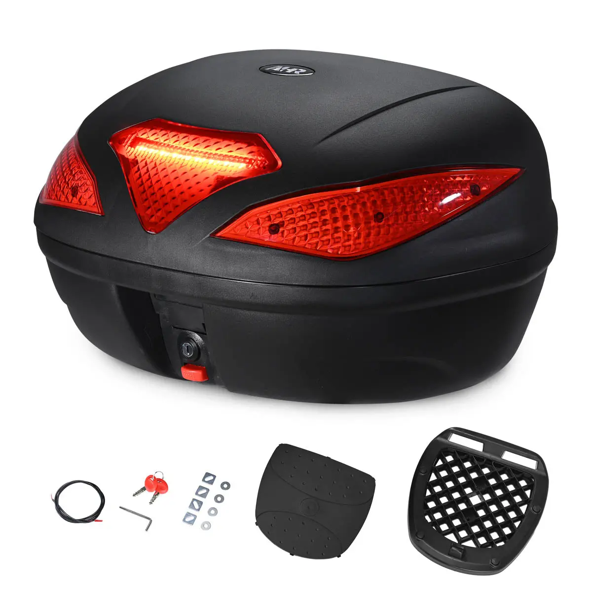 Yescom Motorcycle Trunk With Lights Quick Release Scooter Tour Pack 1