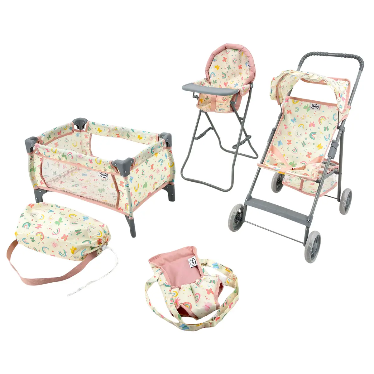 Kit De 5 Piezas De Carriola Para Muñeca En Set Plegable 33600 Mini Kit Ibaby 1