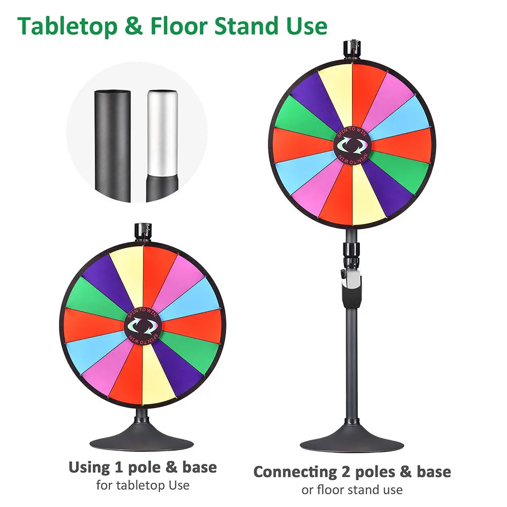 Winspin 24" 14 Slot Floor Stand Color Clicker Dry Erase Prize Wheel 2