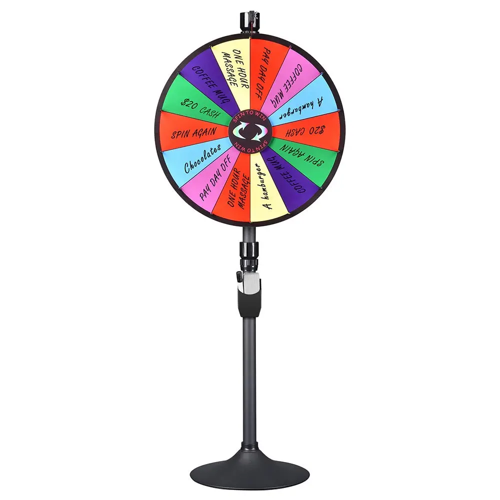 Winspin 24" 14 Slot Floor Stand Color Clicker Dry Erase Prize Wheel 1