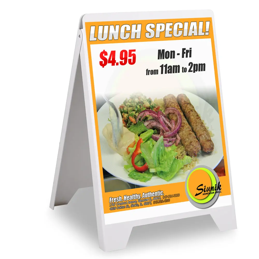 Yescom Sidewalk Pavement Double Side Sign Board Frame Pvc White 1