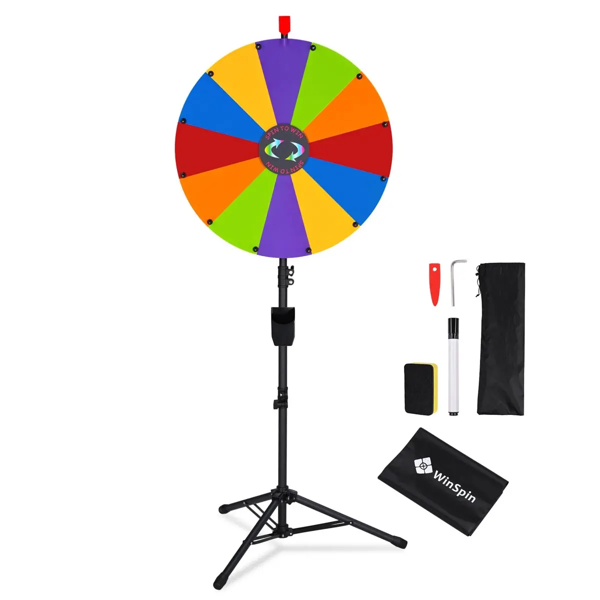 Winspin 24" Modular Prize Wheel With Adjustable Height Stand 12-Slot 1