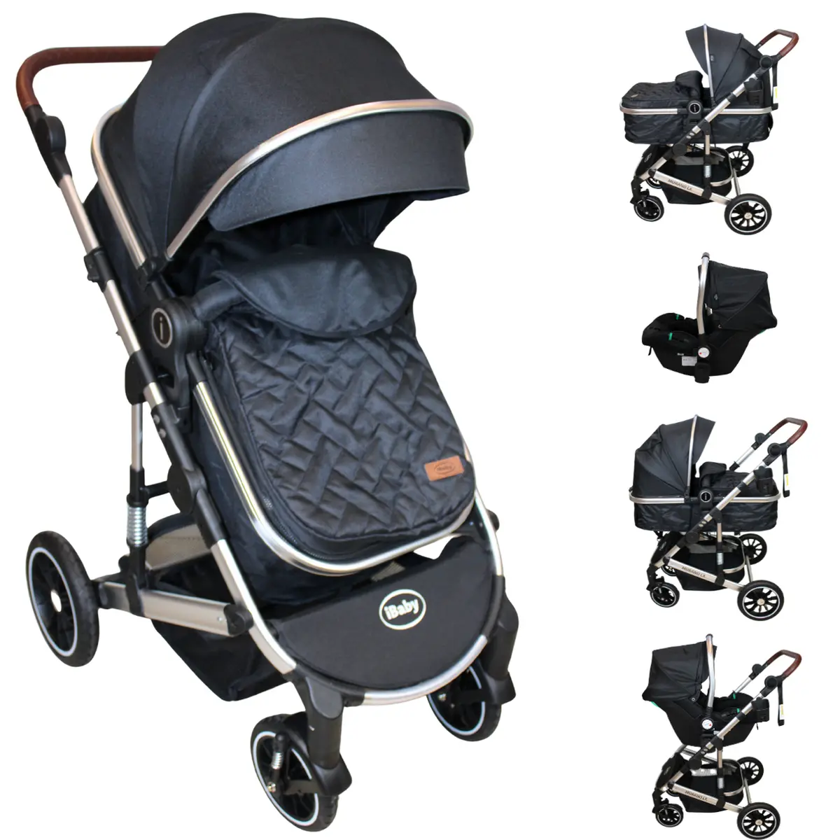 Carriola Reversible 4 En 1 Ibaby Murano Portabebé Autoasiento Rosa Plegable 1