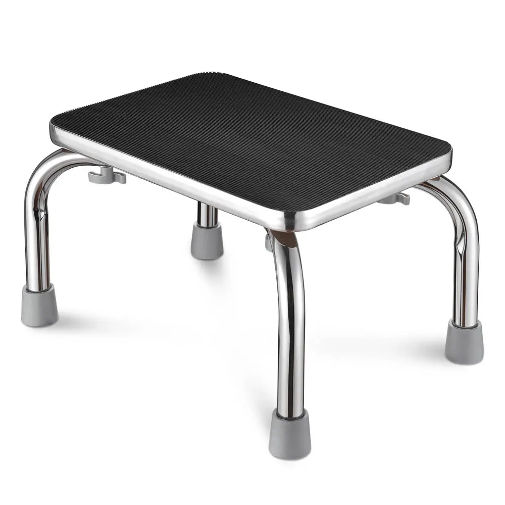 Yescom Medical Single Step Stool Footstool Chrome Steel Non-Skid Rubber 1