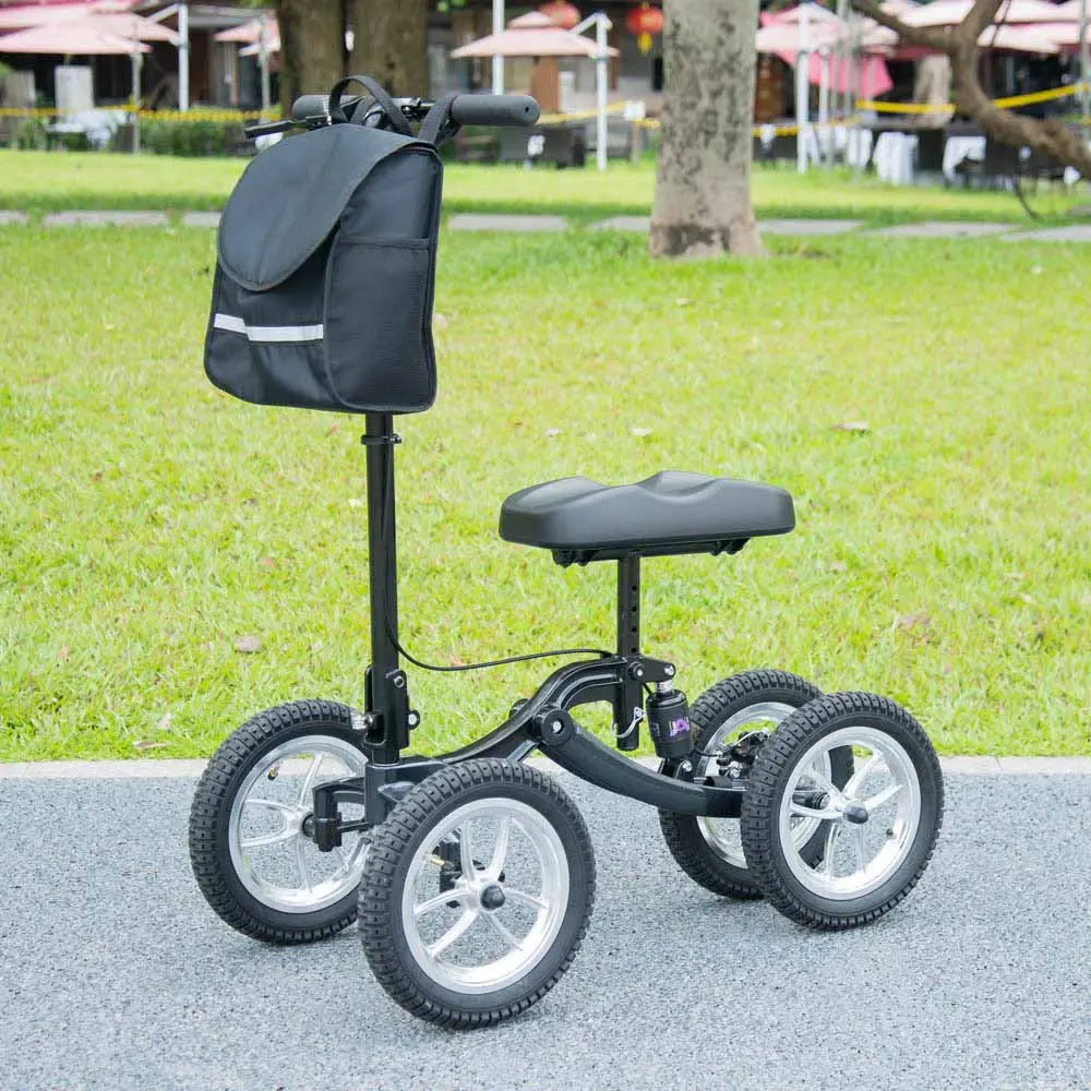 Yescom Folding All-Terrain Knee Walker Scooter Steerable Brake Basket Pump 1