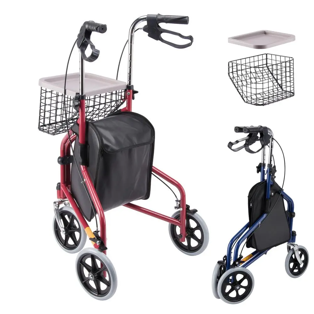 Yescom 3 Wheels Aluminum Rollator Walker W/ Brakes Basket & Bag 1