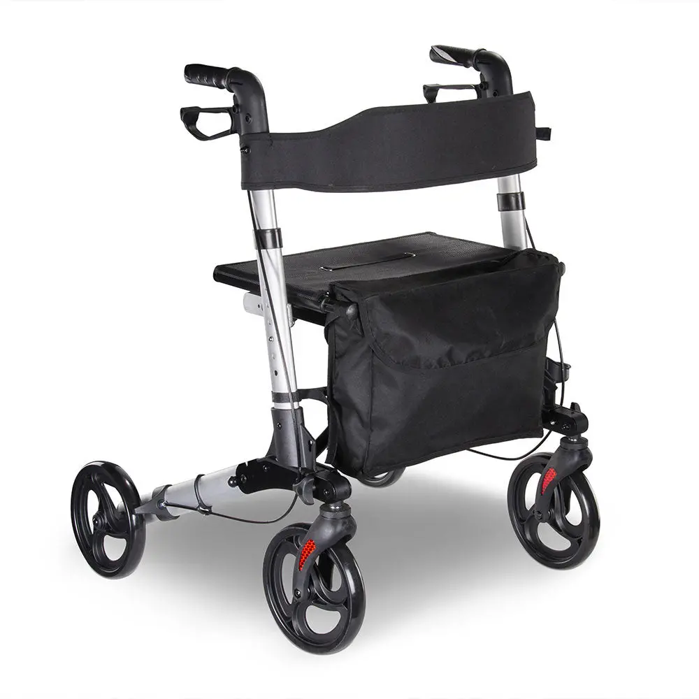Yescom Foldable 4 Wheels Aluminum Rollator Walker W/ Brakes 1