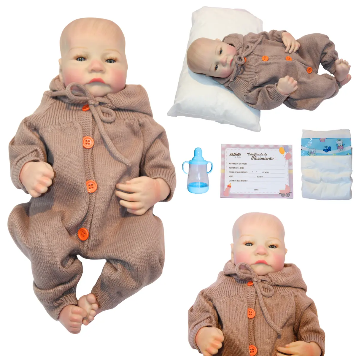 Muñeco Reborn Oliver 42 Cm Realista De Silicona Suave Con Ropita Azul Y Certificado 1