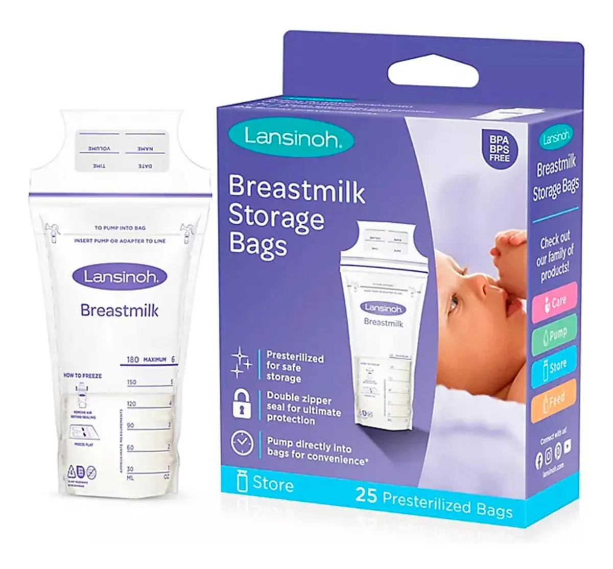 Bolsas Para Almacenar Leche Materna Con 25 Piezas Lansinoh 1