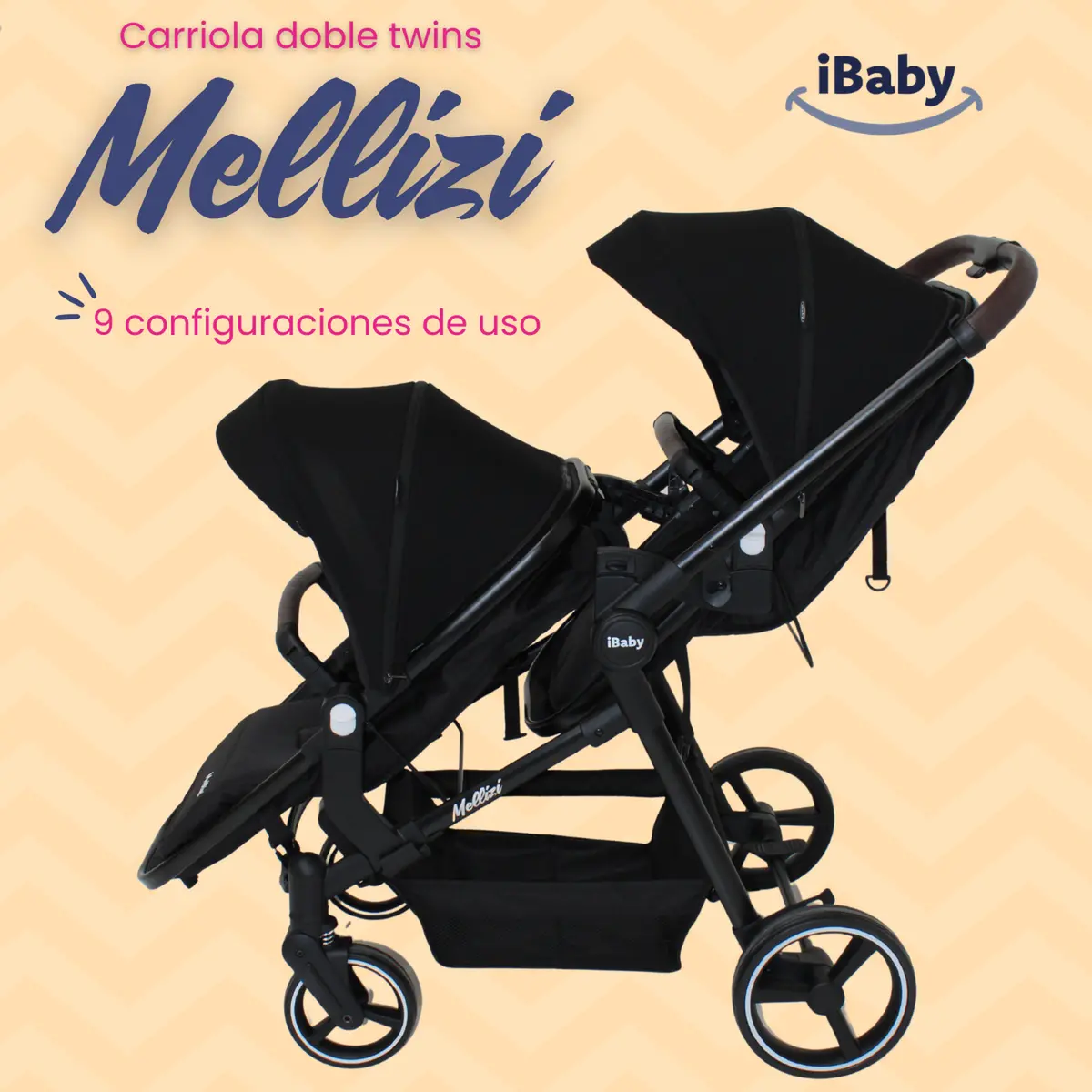 Carriola Gemelar Premium Ibaby Mellizi Posiciones Multiples 2
