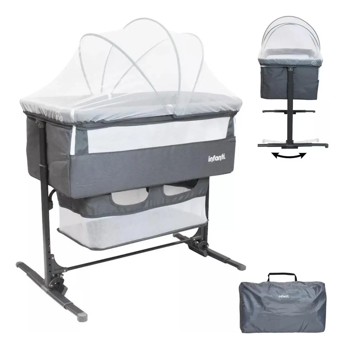 Cuna Colecho Golf Antirreflujo Y Mecedora - Gris - Infanti 1