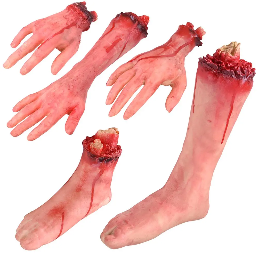 Yescom 5X Bloody Hands Foot Leg Body Parts Set For Halloween Party 1