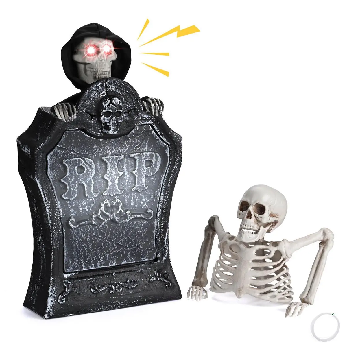 Yescom Tombstone With Groundbreaker Skeleton Halloween Animatronic 1