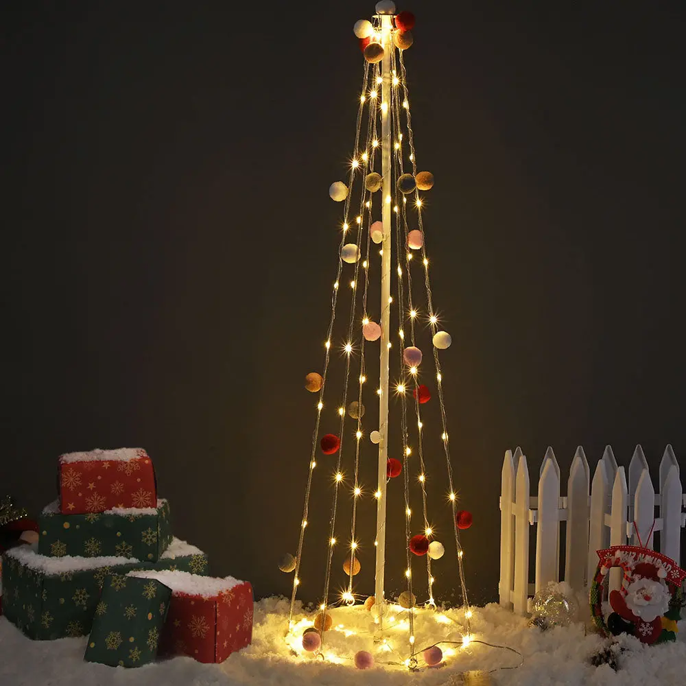 Yescom 3' Pre-Lit Christmas Cone Tree With Cotton Balls Battery Operated 1