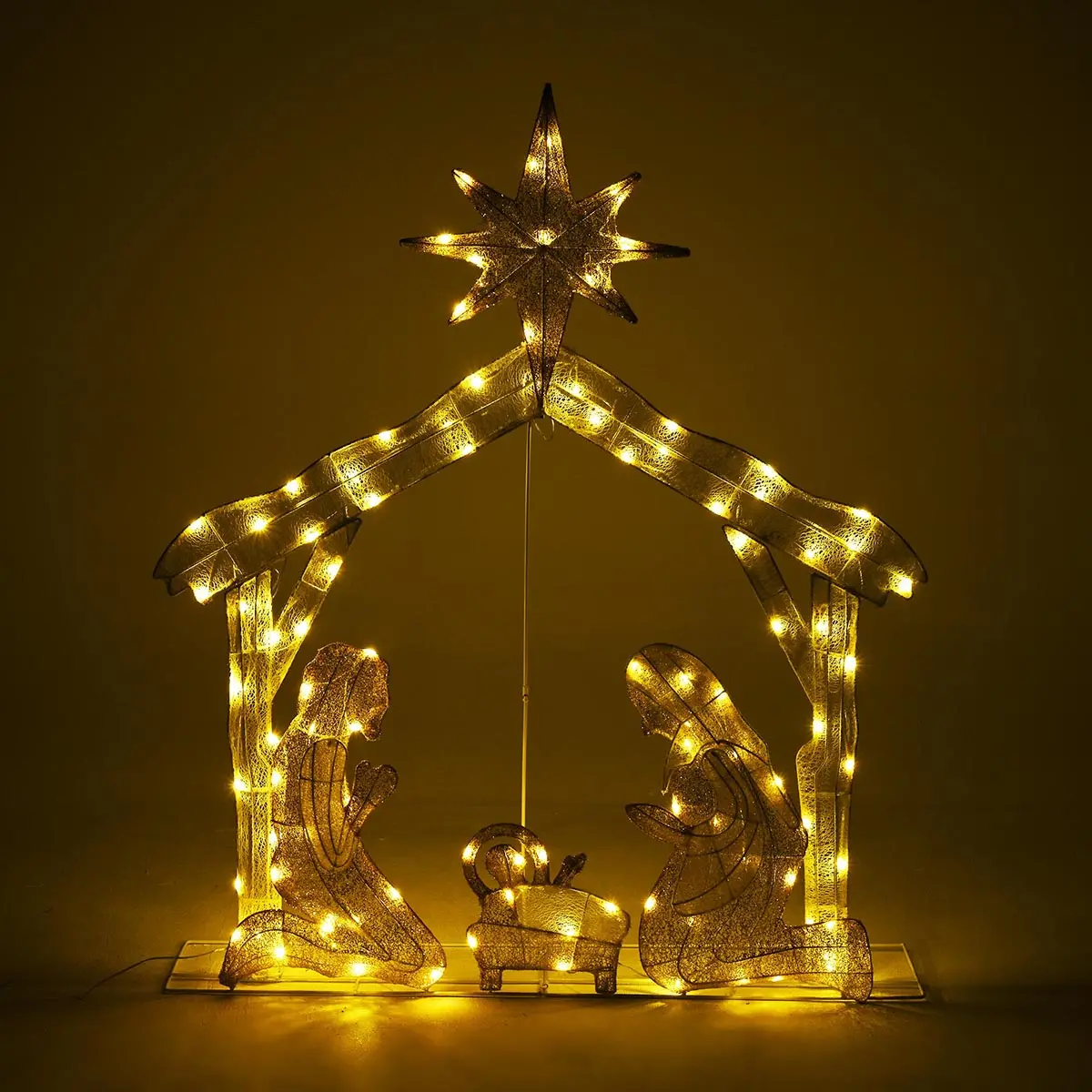 Yescom Pre-Lit Nativity Scene Xmas Decoration Holy Family 4Ft 108 Leds 1
