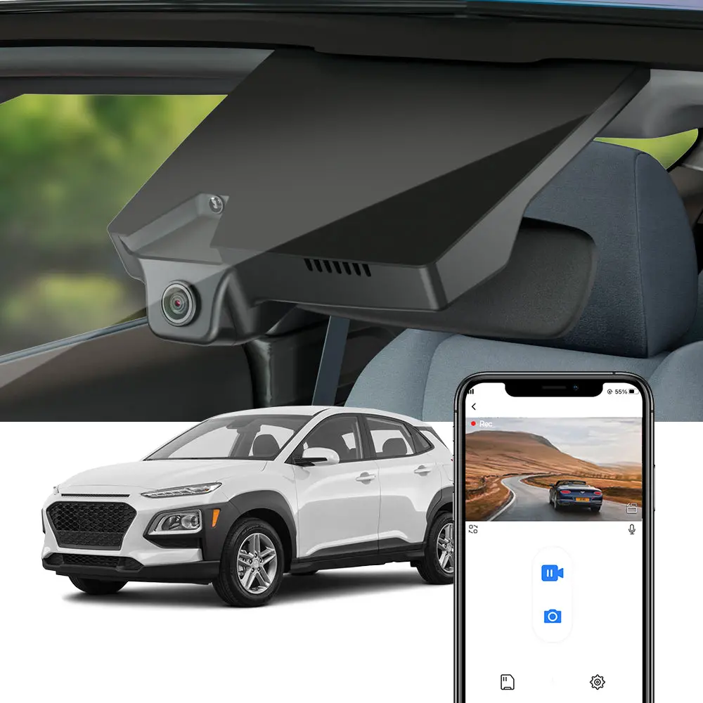 Fitcamx Dash Cam For 2018 - 2021 Hyundai Kona And Kona Electric (Rear Mirror Cover Part Number 96031-J9000) 1