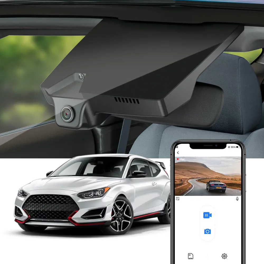 Fitcamx Dash Cam For 2019 - 2022 Hyundai Veloster And Veloster N 2Nd Gen (Js) (Rear Mirror Cover Part Number 96031-J9000) 1