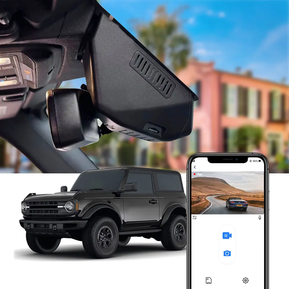 Fitcamx Dash Cam For Ford Bronco And Bronco Raptor 2021-2024 6Th Gen (U725) And Ford Bronco Sport 2021 - 2025 1