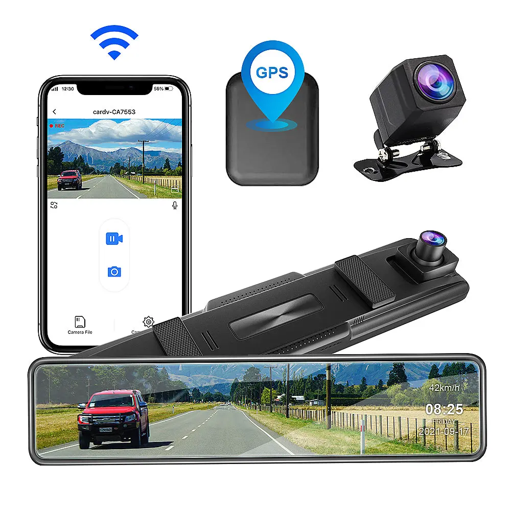 Fitcamx 12" Lcd Wifi Mirror Dash Cam 1