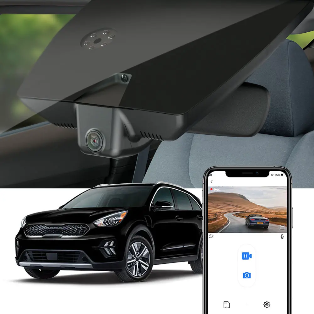 Fitcamx Dash Cam For 2017-2022 Kia Niro And Niro Ev (Rear Mirror Cover Part Number 96005-G5000) 1