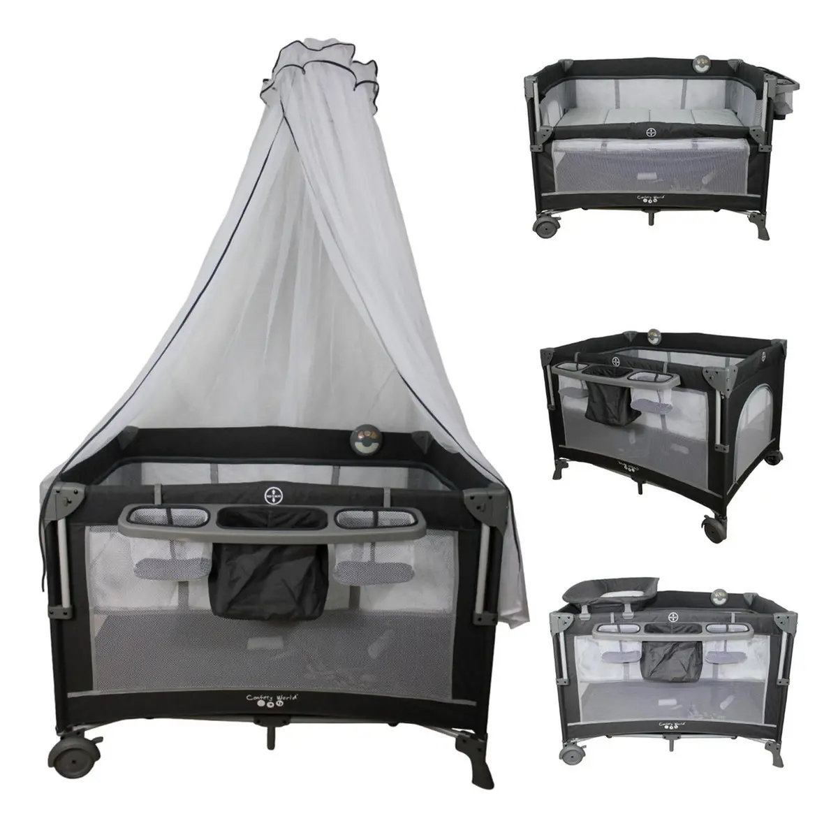 Cuna De Viaje Para Bebe Colecho Con Mosquitero Ts001 - Negro - Confety World 1