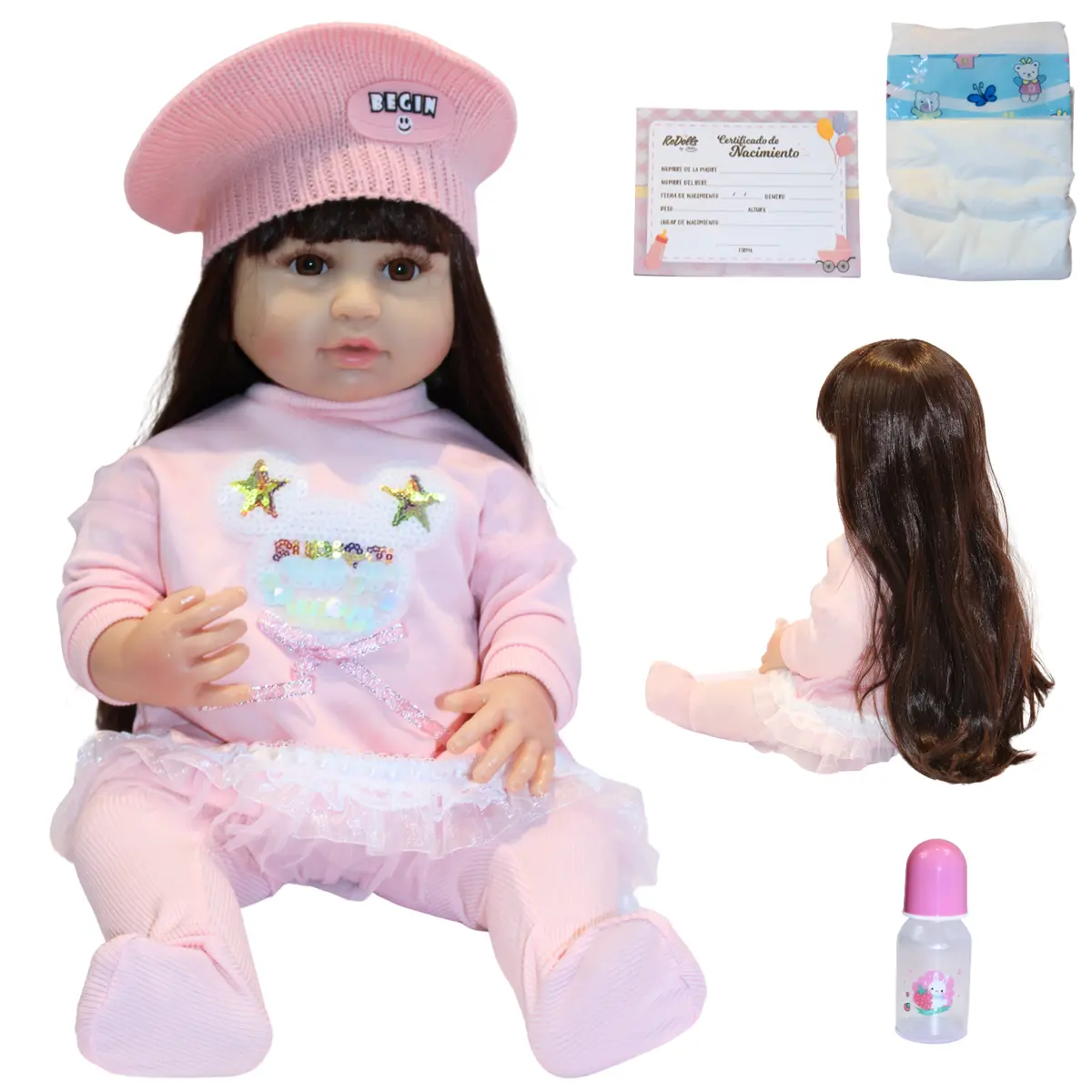 Muñeca Reborn Victoria 55 Cm Realista Con Pelele Celeste Y Accesorios Completo 1