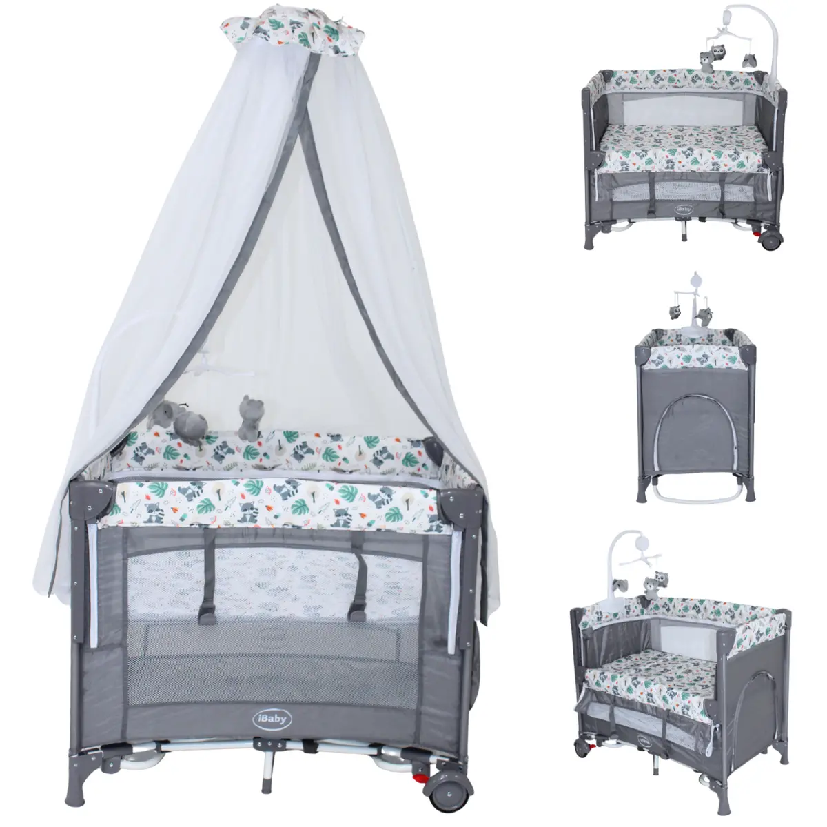 Cuna Corral Colecho Mom 4 Me Ibaby Velo Alto Móvil Musical 1