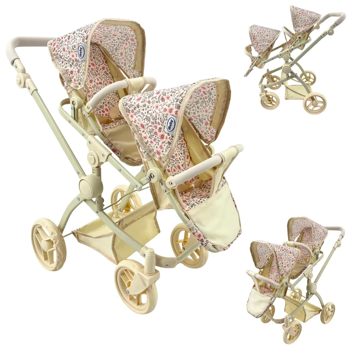 Carriolita De Juguete Doble, Con Asiento Multiposiciones Plegable Doppia Lavanda 33300 Ibaby 1