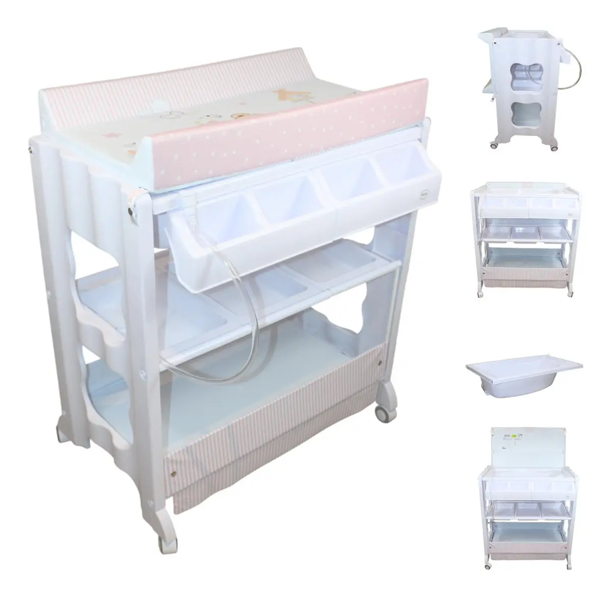 Bañera Para Bebé Organizador Y Cambiador Cascate - Ibaby Rosa Cascate 1