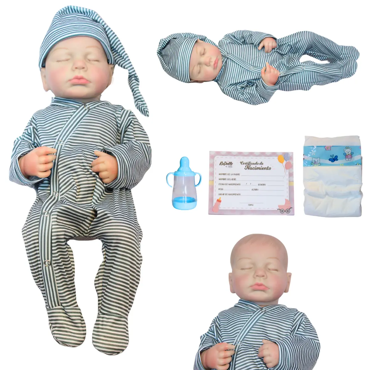 Muñeco Reborn Álvaro 48Cm | Silicona Suave Premium | Durmiendo Realista | Pintado A Mano Y Set De Cu 1