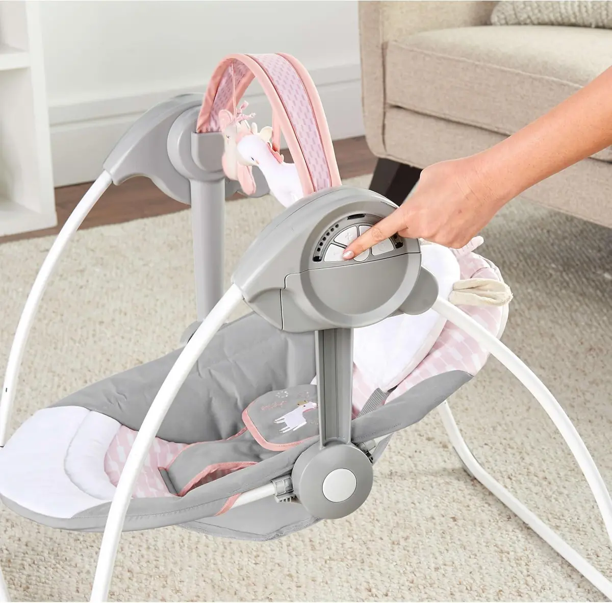 Ingenuity - Columpio Portátil Comfort 2 Go Flora Compact Con Truespeed 1