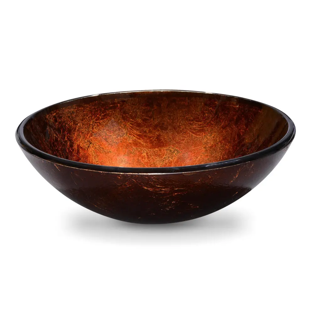 Yescom Round Tempered Glass Artistic Vessel Sink Bathroom Bowl Basin 1