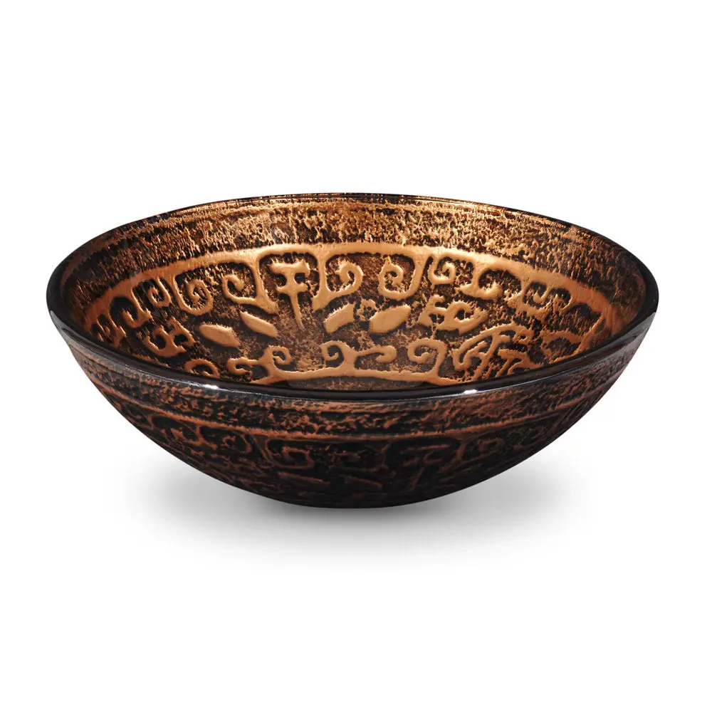 Yescom Round Glass Vessel Sink Bowl Antique Totem 1
