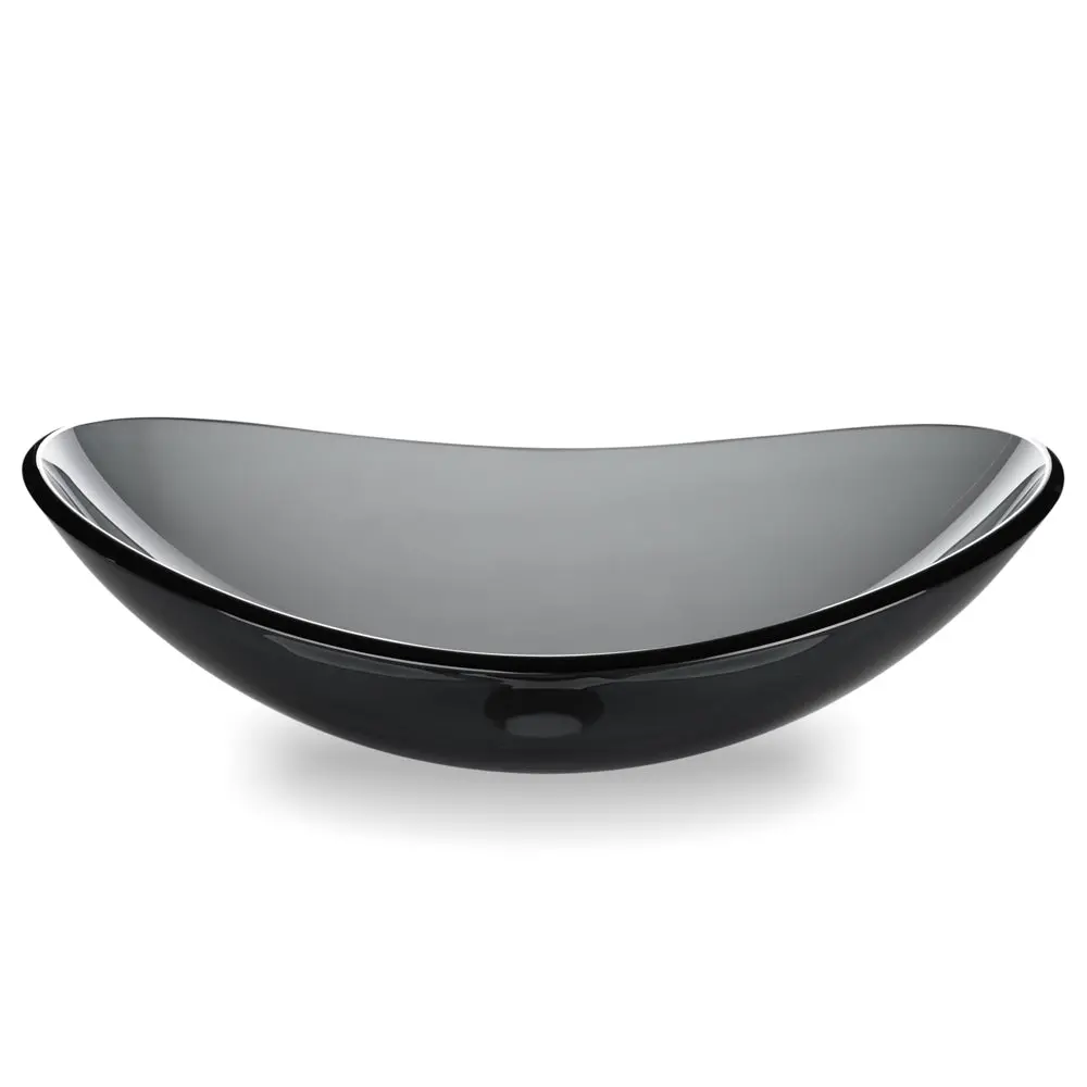 Yescom Oval Tempered Glass Bathroom Vanity Sink Grey 22X14" 1