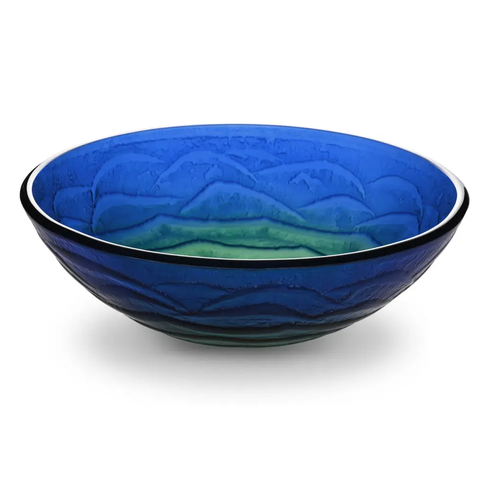 Yescom Round Tempered Glass Bathroom Vanity Sink Blue Green 17" 1