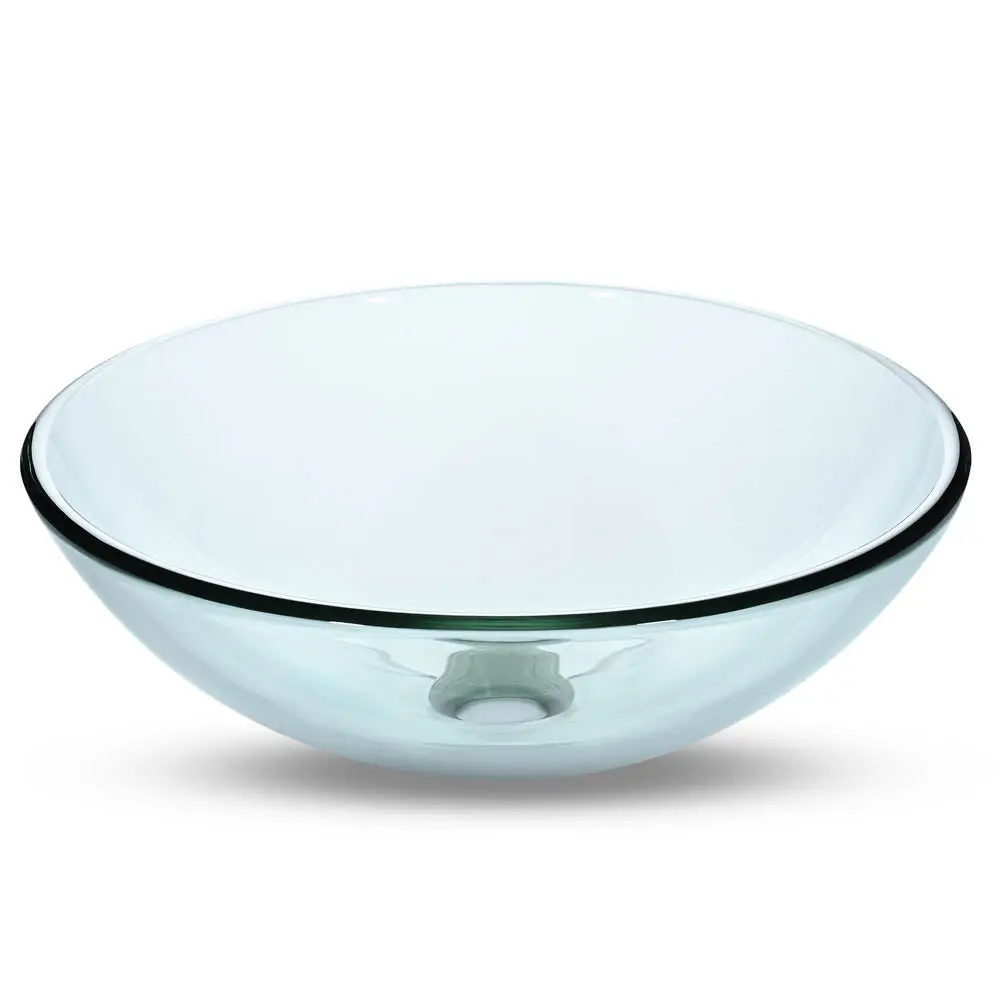 Aquaterior 16" Round Bathroom Glass Vessel Sink Bowl Lavatory Basin 1