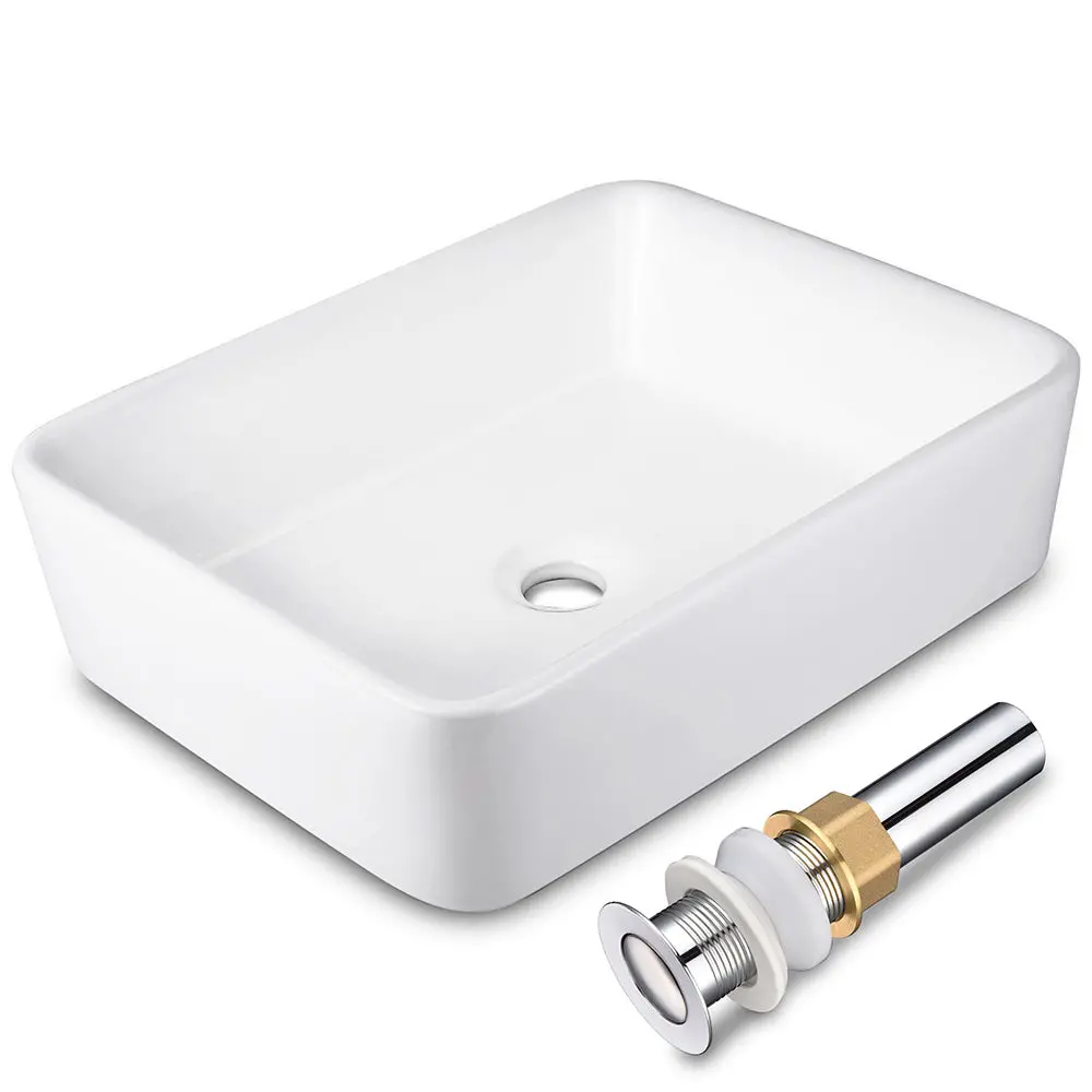 Aquaterior 19X16 Rectangular Porcelain Sink Bathroom Vanity W/ Drain 1