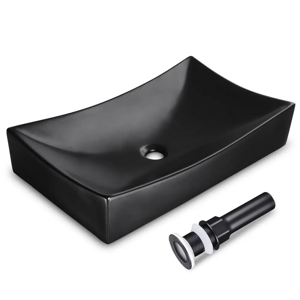 Aquaterior Rectangular Porcelain Bathroom Sink 26X16" W/ Drain 1