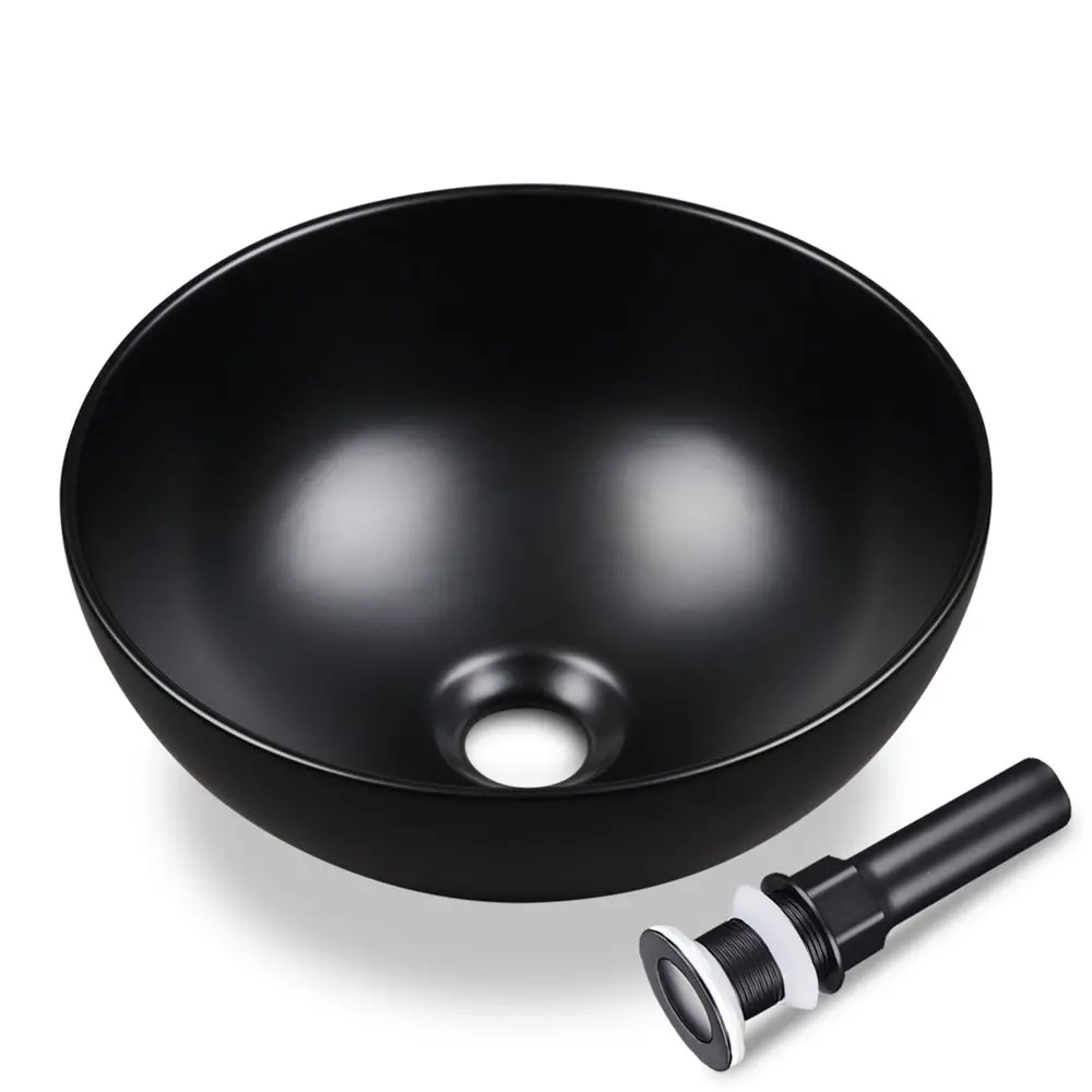 Aquaterior Bowl Porcelain Bathroom Sink W/ Drain 12" 1