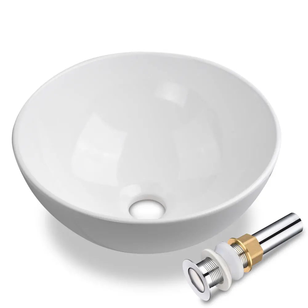 Aquaterior 12" Vessel Sink With Pop Up Drain For Small Bathroom 1