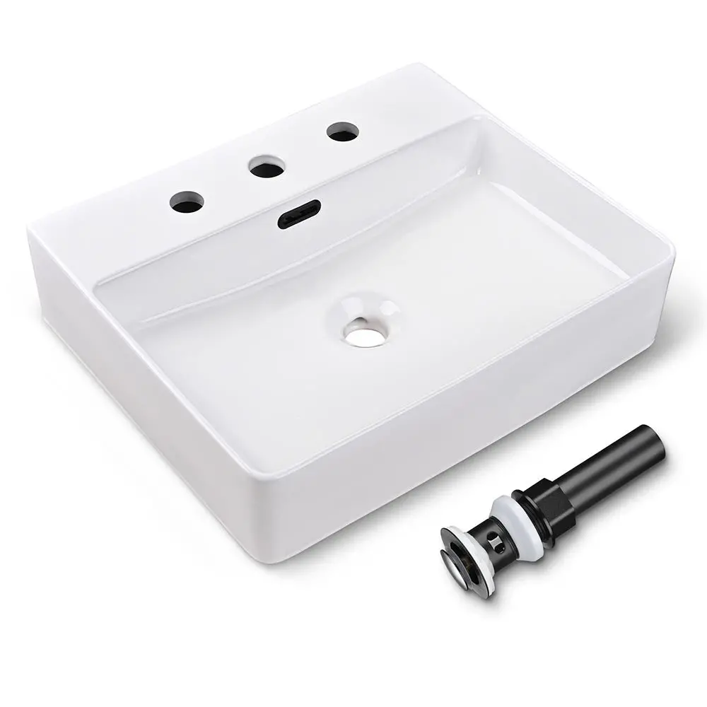 Aquaterior 20"X16" Rectangle Bathroom Sink Overflow W/ Drain 1