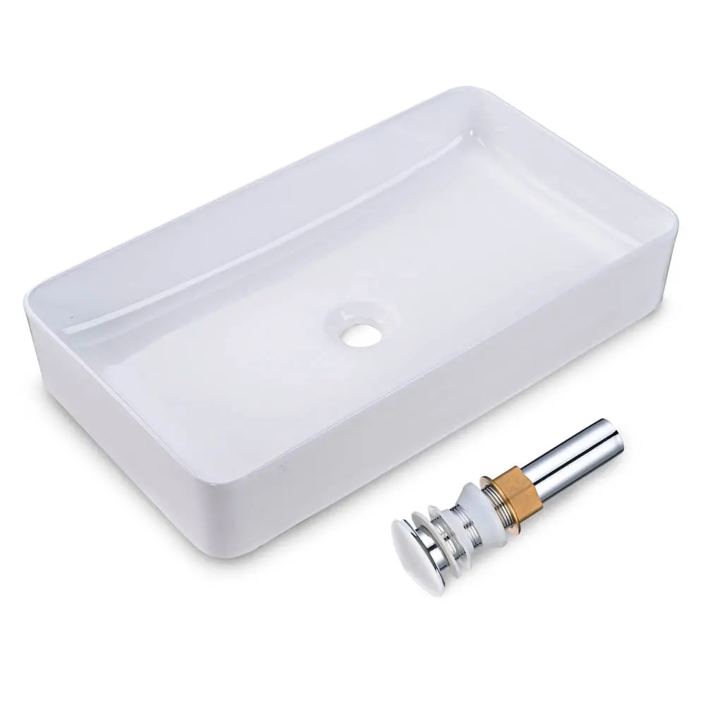 Aquaterior Rectangular Sink Porcelain W/ Drain 23X13" 1