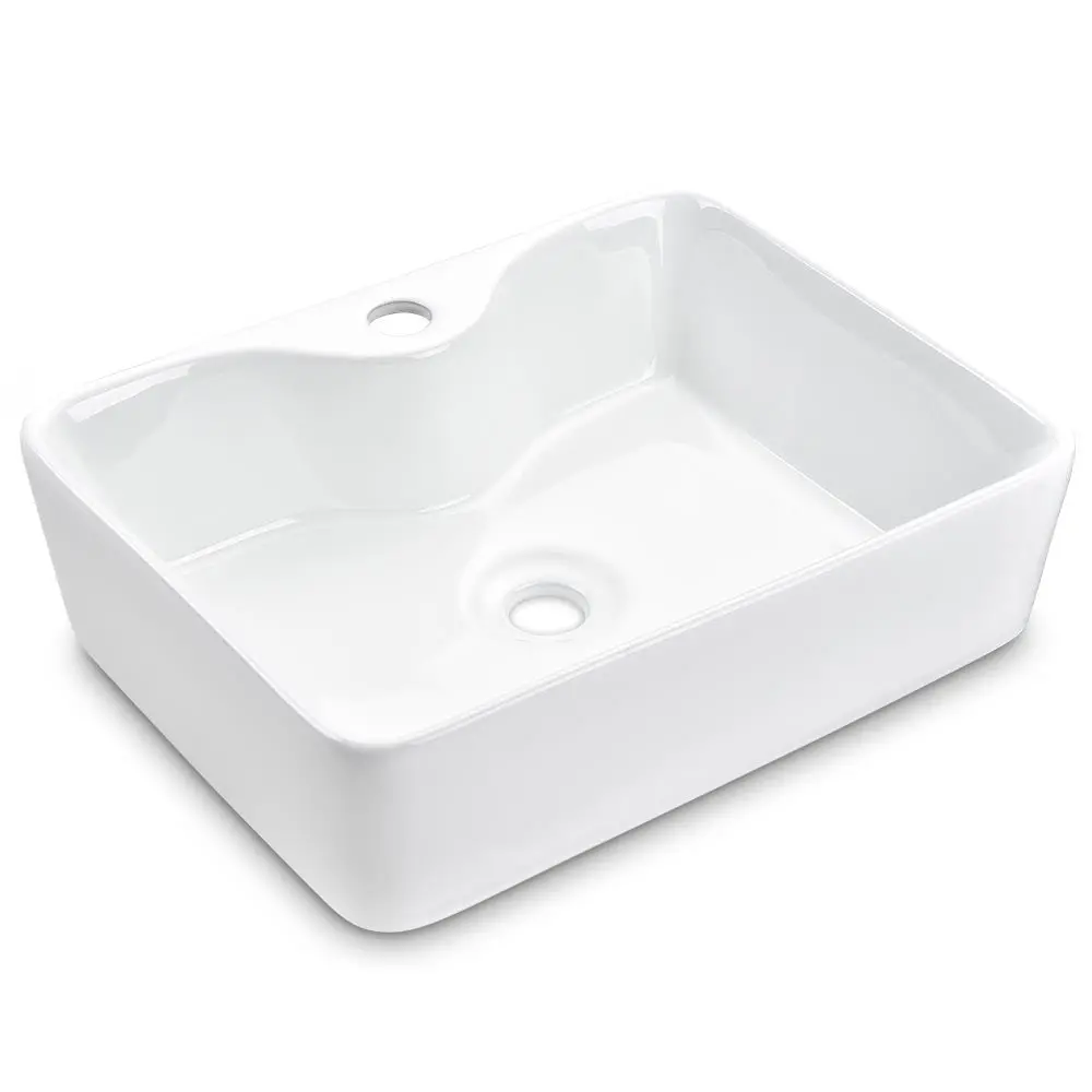 Aquaterior 19X15 Porcelain Bathroom Sink White Lavatory Basin 1