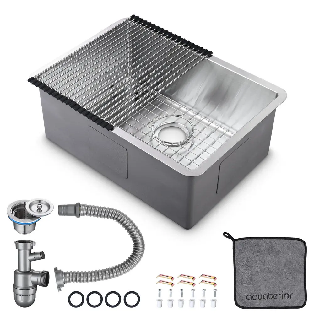 Aquaterior 25" Undermount Kitchen Sink Stainless Steel 1