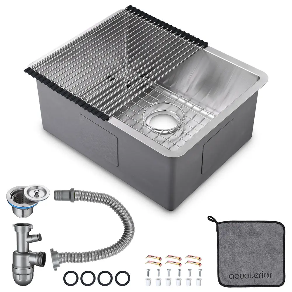 Aquaterior 23" Undermount Kitchen Sink Stainless Steel 1