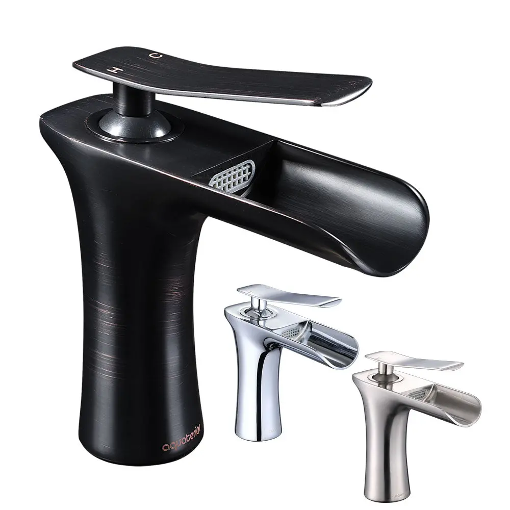 Aquaterior Waterfall Bathroom Sink Faucet 1-Handle Cold & Hot, 6.5"H 1