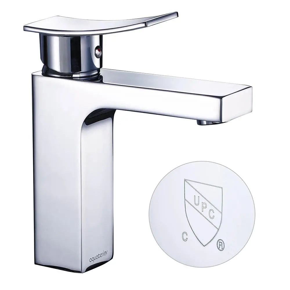 Aquaterior Bathroom Faucet Single Hole Square 1-Handle Cold Hot 7.5"H 1