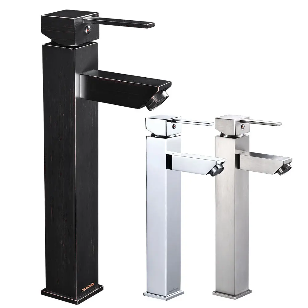 Aquaterior Bathroom Sink Faucet Square Cold & Hot 12"H 1